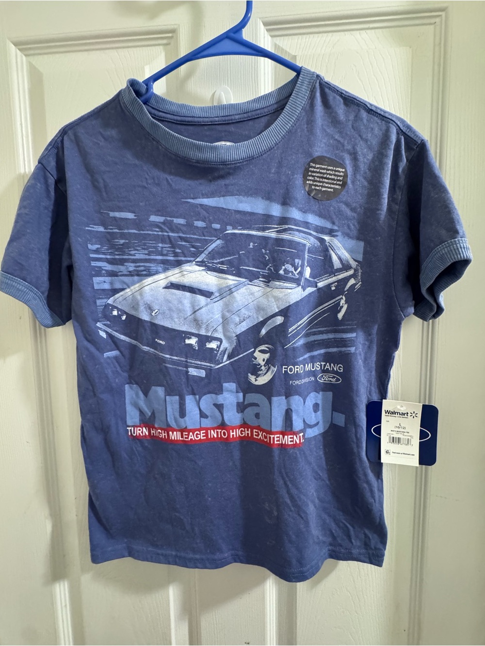 Ford Mustang Kids Short Sleeve Tee - Navy Blue with Light Blue Graphic-0005